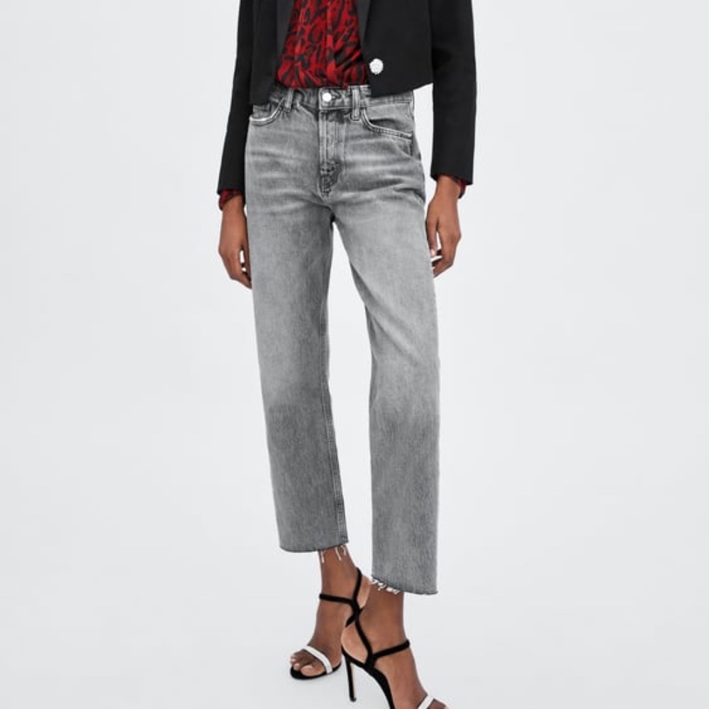 Zara Hi-Rise Authentic Grey Denim Jeans
